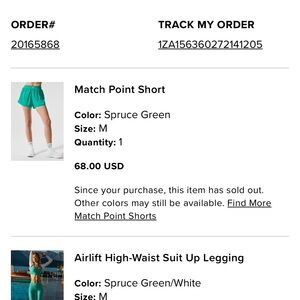 ALO Yoga Spruce Green Match Point Shorts